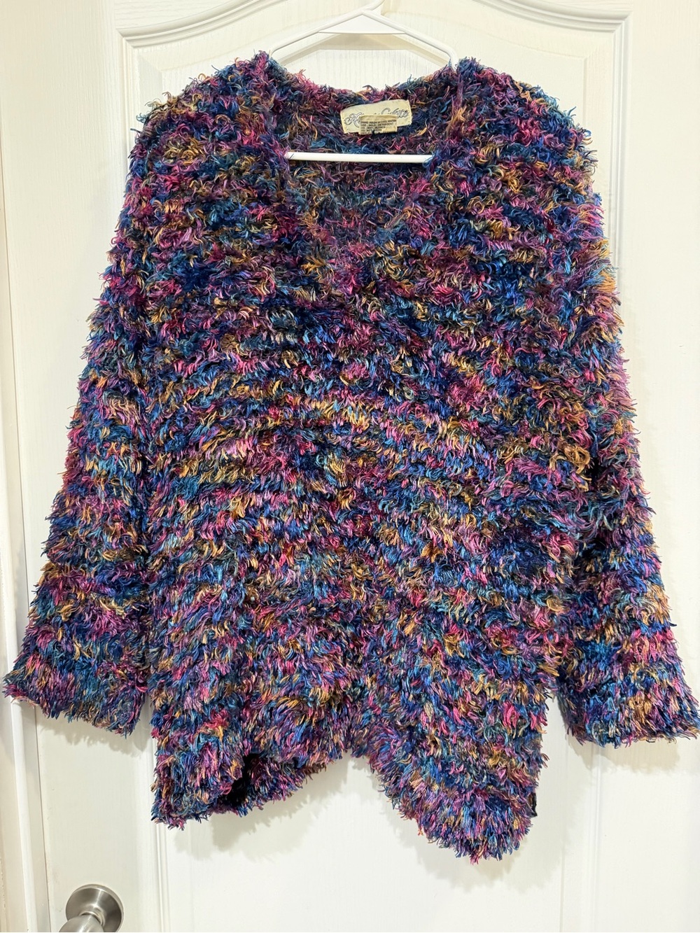 Vintage Y2K Alex & Grace L Multicolor Shaggy Eyelash Cardigan Whimsigoth